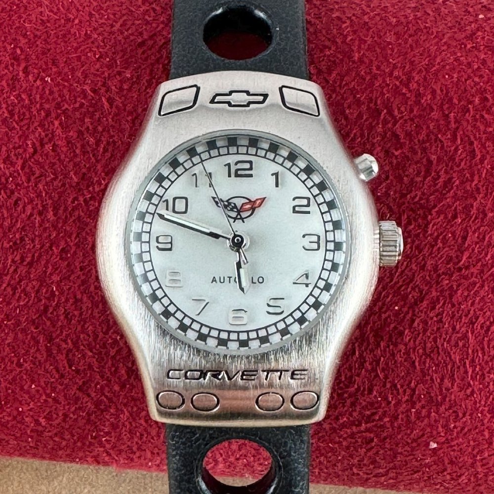 Vintage Ladies Licensed Chevy Corvette Watch with Chevy Tin Box
